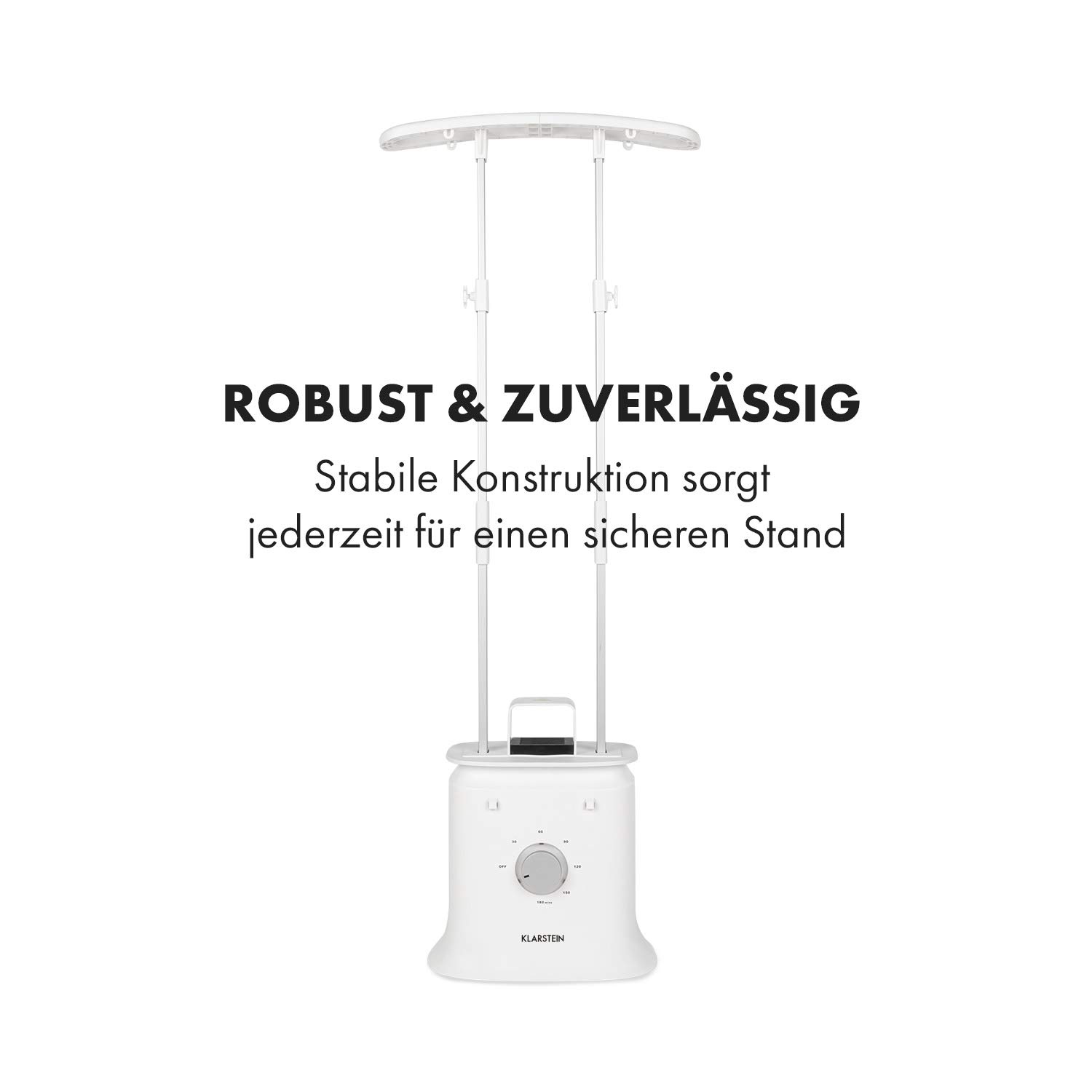 Klarstein ShirtButler Deluxe automatisches Trocken- und Bügelgerät, 2-in-1: Trocknen und bügeln, 1250 W Sicherheits-Heizer, HotAir Tension-Technologie, Timer: 0-180 Min. Material: Oxford-Nylon, weiß