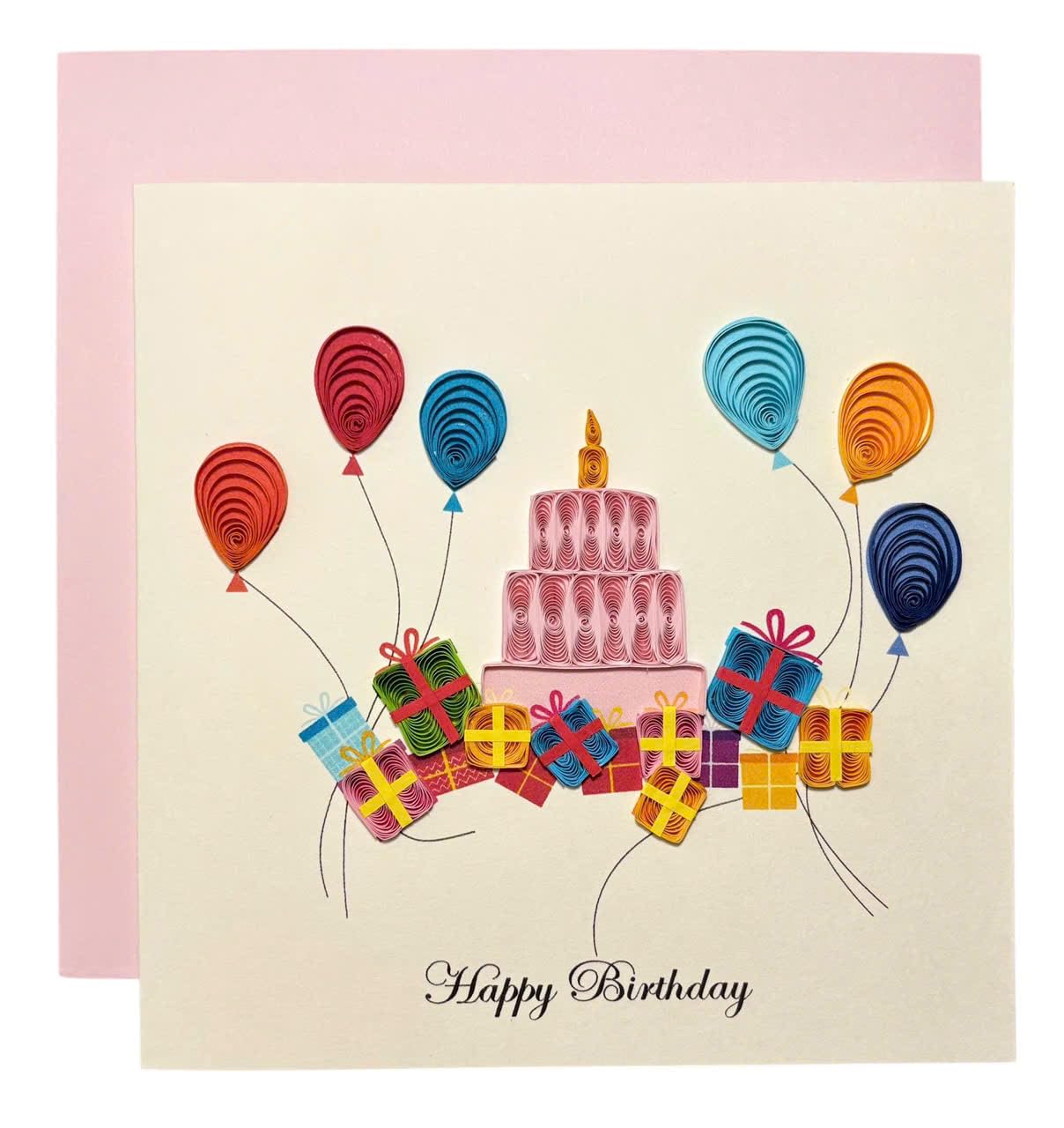 Handcraft - Tarjeta de felicitación de cumpleaños 3D con diseño de pastel para él, ella, amiga, mamá, hija, hermana, interior en blanco, papel premium, incluye sobre, listo para regalar