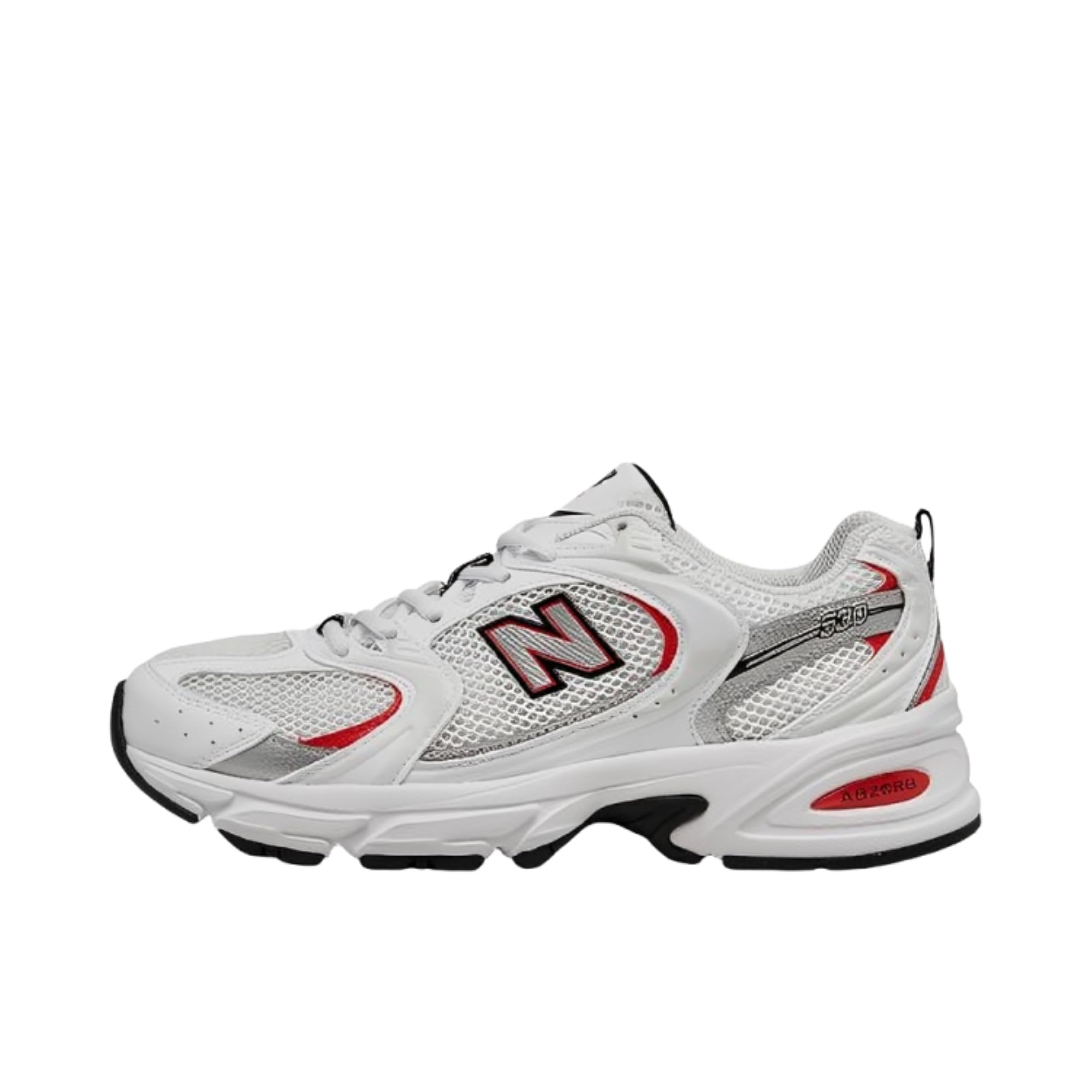 New Balance Herren 530 Sneaker, Weiß/Blast Red, 42 EU