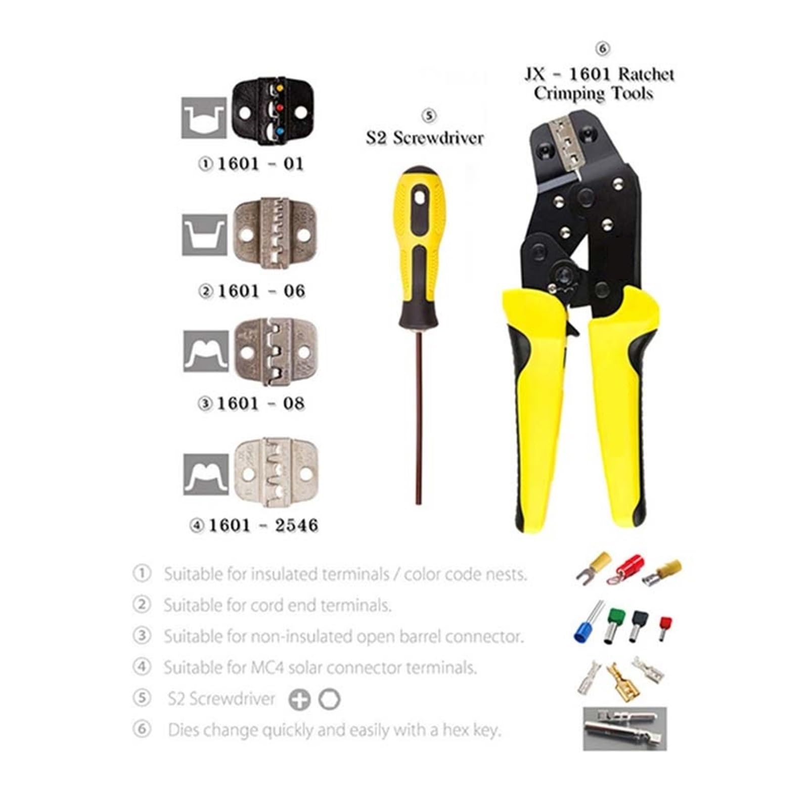 4 In 1 Multifunzione Wire Crimper Kit Engineering Cricchetto Terminale Pinza A Crimpare Wire Crimper Cacciavite Set Di Utensili Manuali Maniglia di comando comoda(Style 4)