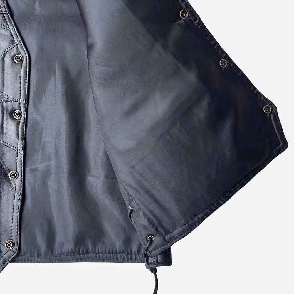 DongBao Giacca in pelle per uomo Gilet da motociclista Gilet casual Gilet da moto senza maniche Gilet da caccia