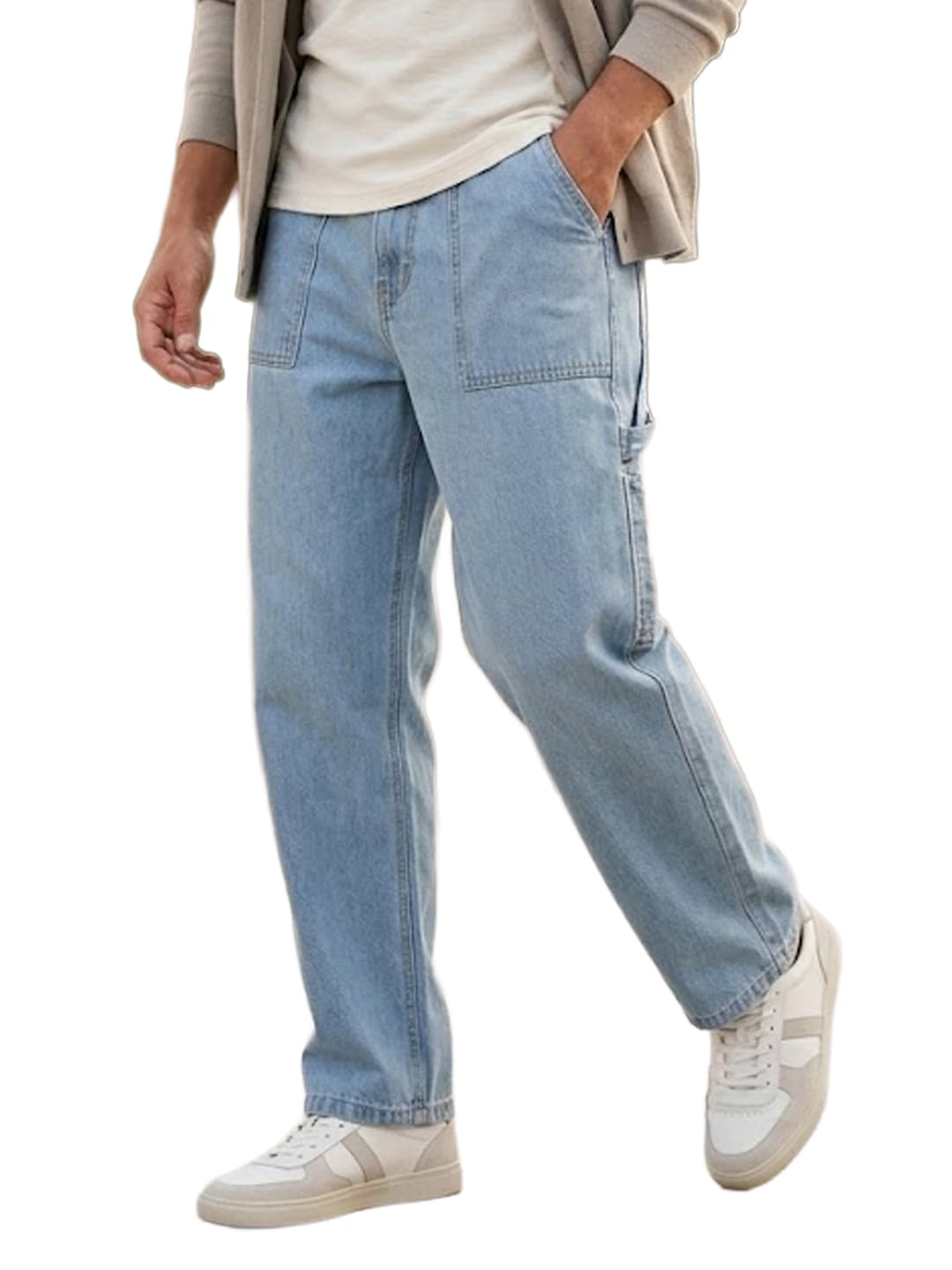 urbano fashion Men's Loose Mid Rise Baggy Fit Cargo Carpenter Jeans with 6 Pockets Non-Stretchable-picture-14