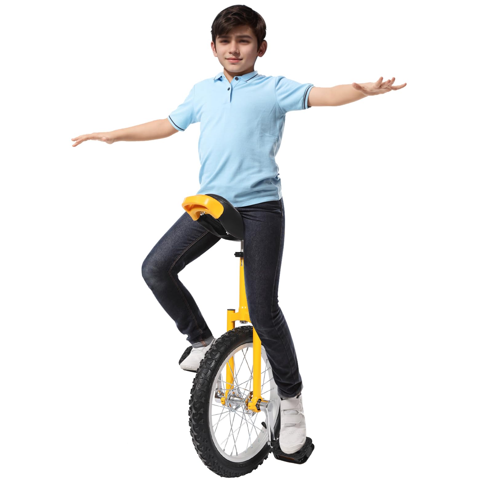 Wheel Unicycle,16 Inch Outdoor Unicycle With 2 Pedals,Adjustable Height, Leakproof Tire Wheel Cycling One Wheel Bike, For Daily Fitness Exercises,Balance Training, Talent Shows, Hobbies,Etc(Yellow)