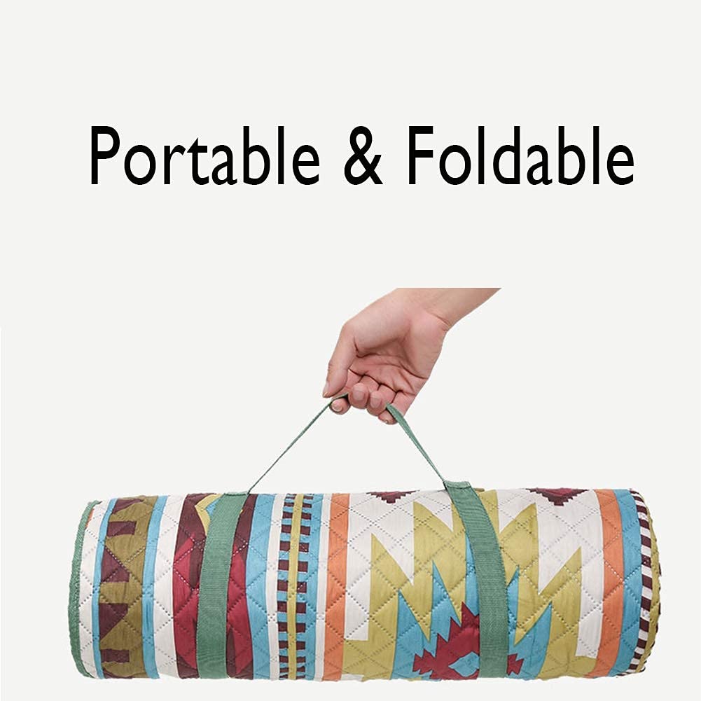 Coussin de Sol de Jardin extérieur géant Pique-Nique Couverture de Plage Support imperméable à l'eau Lavable en Machine Extra Large Poche Tapis bohême XL Tapis Camp rembourré 300x200 cm