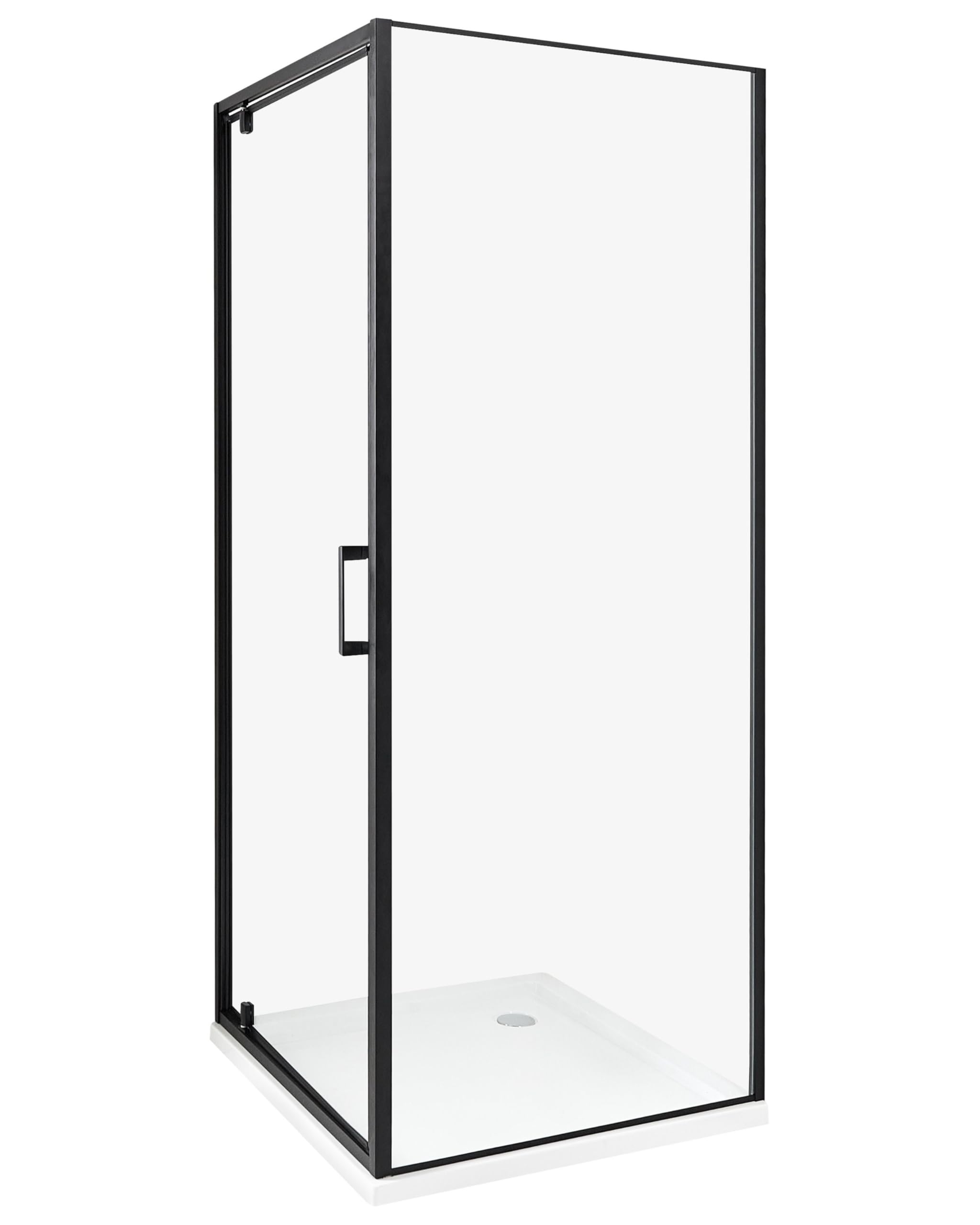 Cabina de ducha cuadrada de vidrio templado una puerta negro 70 x 70 x 185 cm Darli
