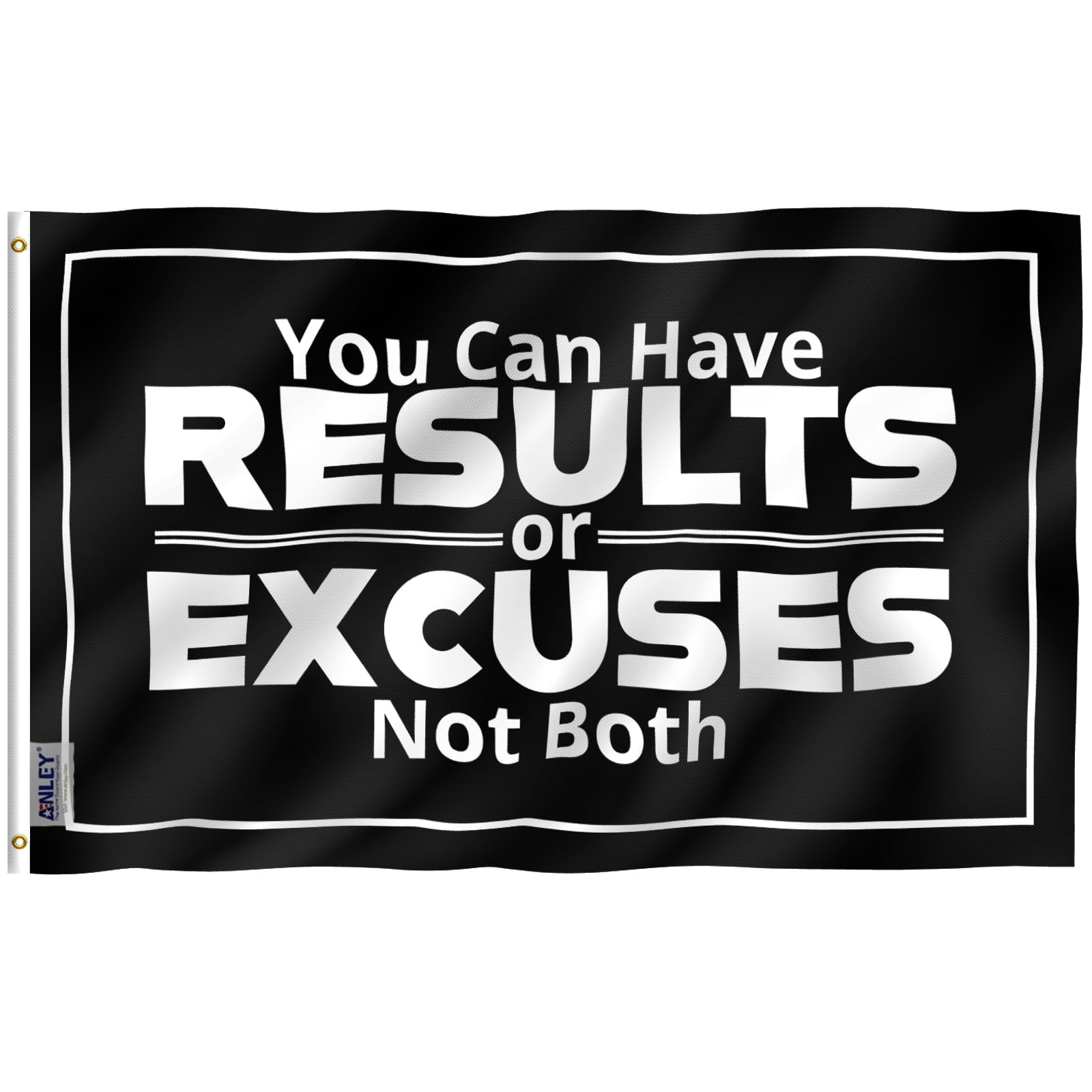 Anley Fly Breeze 3x5 Foot You Can Have Results or Excuses Not Both Flag- Canvas Header and Double Stitched - Fitness Motivational for College Dorm Gym Flags Polyester with Brass Grommets 3 X 5 Ft