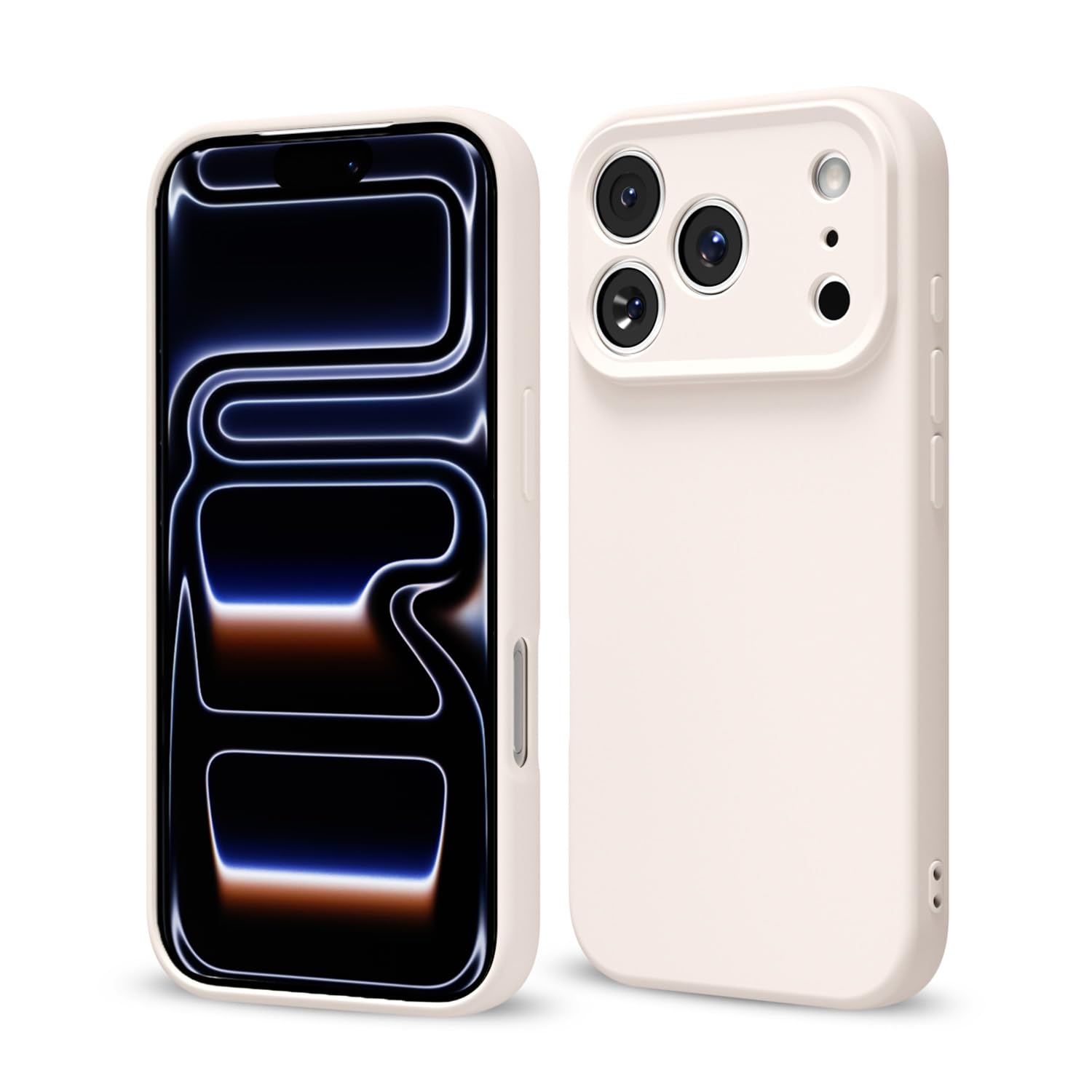 Svaove for iPhone 17 Pro Max Phone Case Liquid Silicone, Thin Ultra Slim Minimalist Phone Cover, Girly Cute Plain Bright Solid Color Matte Soft Rubber Jelly Gel Plastic TPU Bumper, Beige Cream