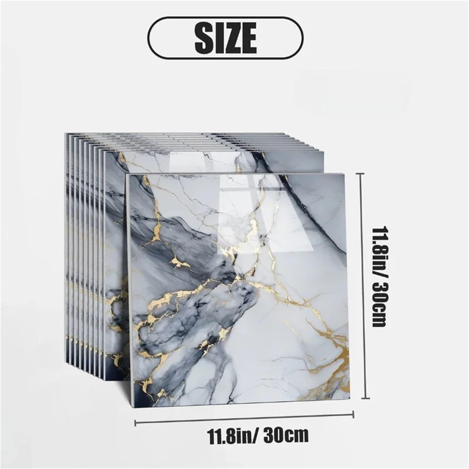 Suelo Vinilico Autoadhesivo 10-40 piezas de azulejos de cerámica 3D de imitación de mármol for renovación de pared, adhesivos decorativos impermeables autoadhesivos(Black,40PCS)