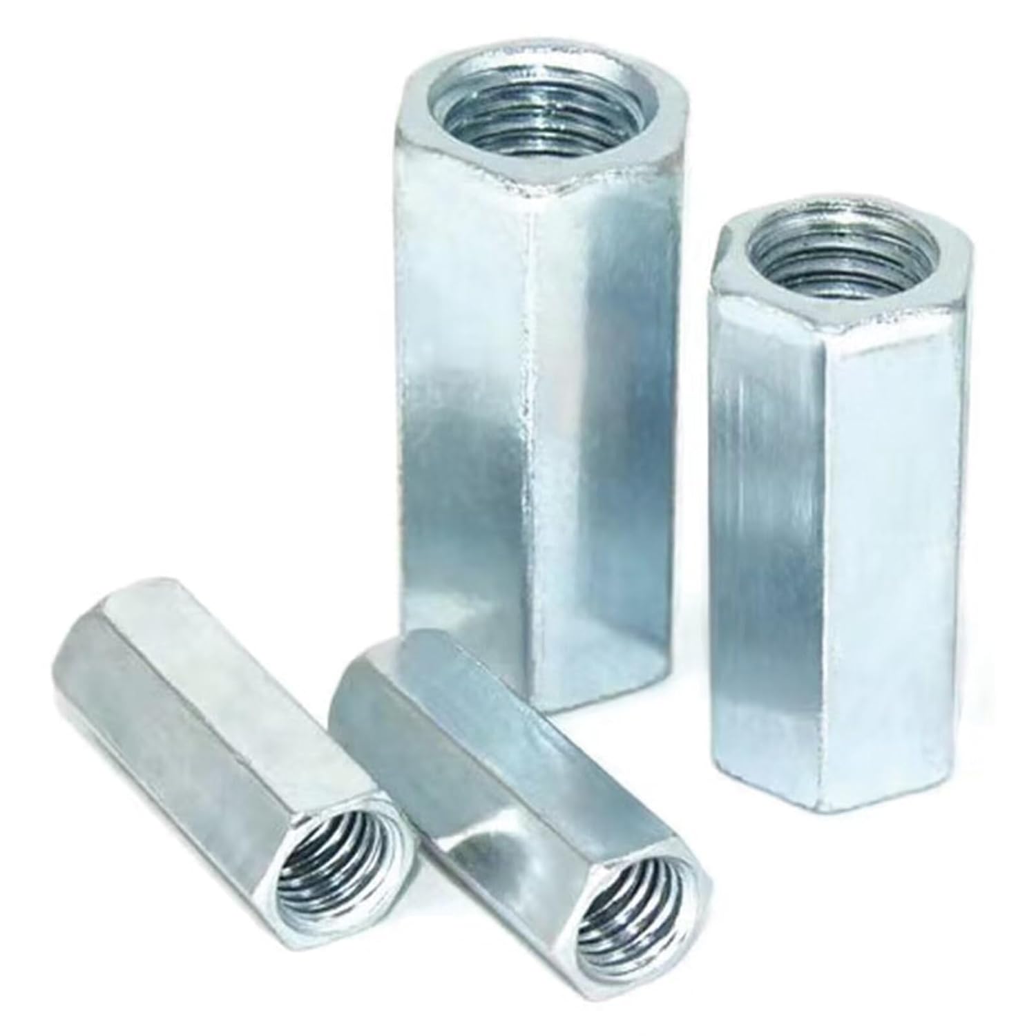 M16-2 x 49mm ロングロッド メトリック六角カップリング 亜鉛メッキ炭素鋼 六角ネジロッドカプラー 家具、電子機器、工業用