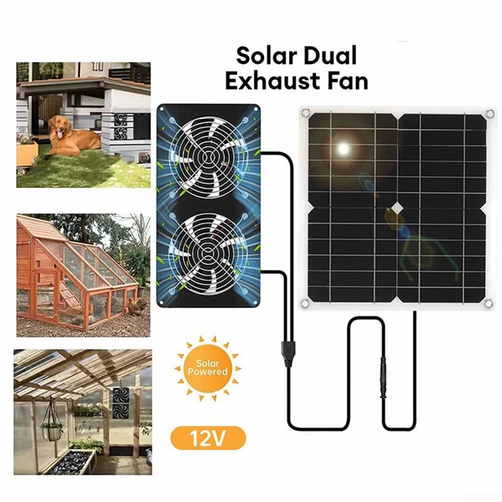 Solar Powered Ventilazione Fan Kit 100W Alta Circolatore D'aria Impermeabile Lega di Alluminio Per Serra Pollo Cane Kennel Nero