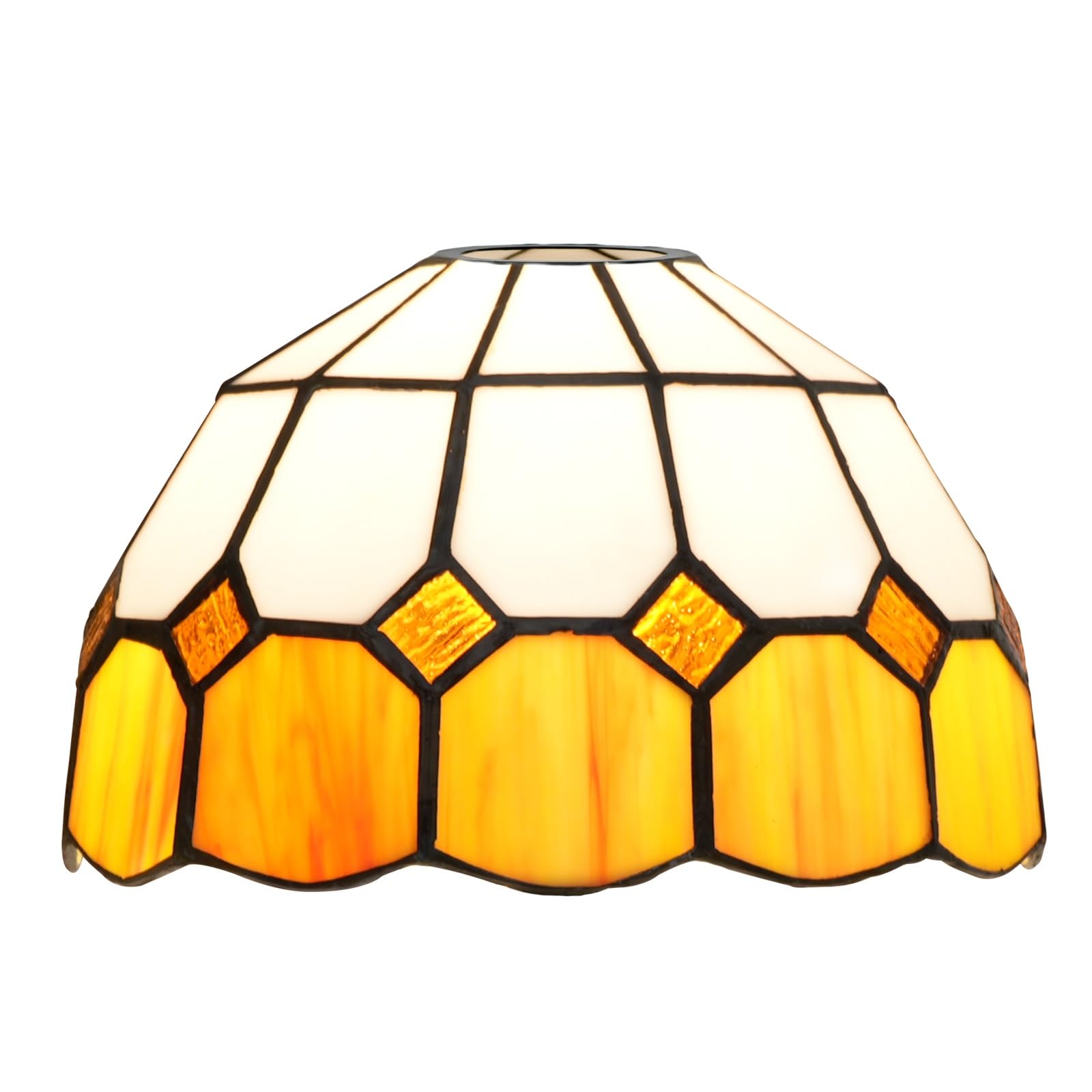 HJRegaFimu Shade Replacement 8" Fresh Plaid Stained Glass Lamp Handmade Mediterranean Lampshades Accessories Fit For Table Pendant Light Floor Lamps(giallo)