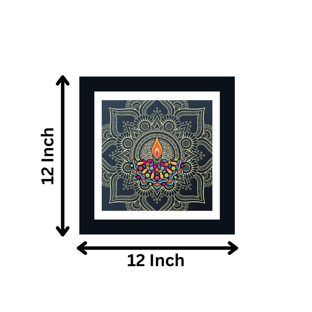 DEKORSTATION Wall Paintings for Living Room Bedroom, Office Framed Mandala Wall Art Print/Posters/Painting for Wall Decoration (12x12 Inches) 2