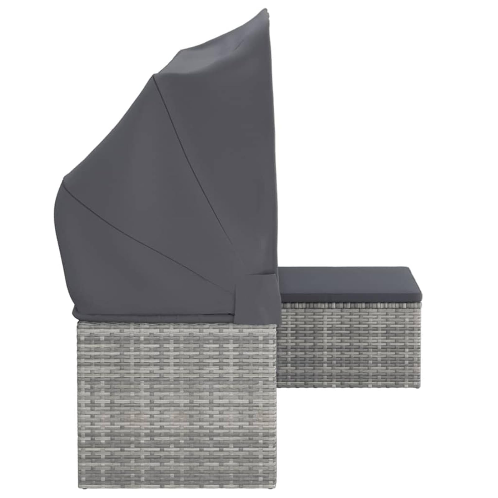 ZEYUAN Divano Giardino 3 Posti Tetto e Poggiapiedi Grigio Polyrattan,Divano da Giardino,Divanetto da Giardino Esterno-362335