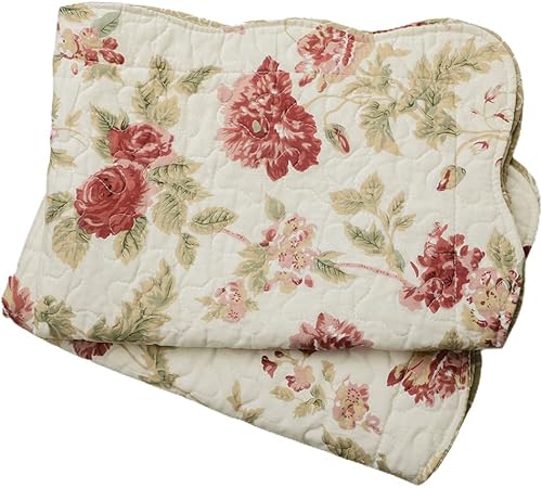 Miniatura 6 de vctops Juego de 2 fundas de almohada bohemias con diseño floral de retazos, 100 % algodón, acolchadas, suaves, decorativas (flores, King)