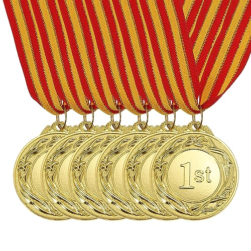 PATIKIL 5cm金賞メダル 6個入り優勝賞メダル 金賞受賞 ネックリボン付き ゲーム スポーツ競技用 PATIKIL 5cm金賞メダル 6個入り優勝賞メダル 金賞受賞 ネックリボン付き ゲーム スポーツ競技用