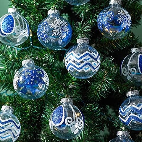 Joiedomi 12 Piezas 8 cm Set de Adornos de Bolas de Navidad Blancas y Transparentes Cover