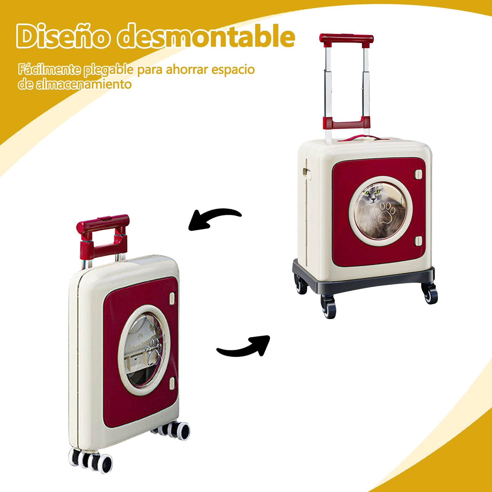 Galatée Cochecito para Mascotas, Mochila para Perros con Ruedas Rodantes, Bolsa Plegable para Perros para Viajar, Acampar Al Aire Libre, Bolsa para Mascotas Aprobada por La Aerolínea(Azul)
