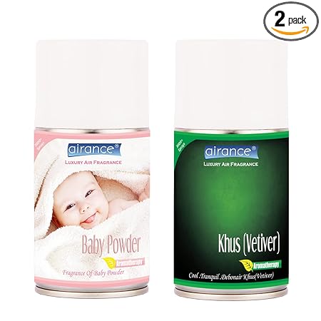 Airance Air Freshener Refill Baby Powder & Khus (Vetiver) - 250 ML - 3000+ Sprays - Fits Almost All The Dispensers