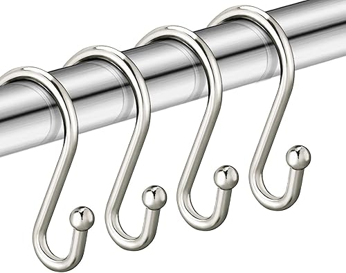 Miniatura 1 de Ganchos de cortina de ducha de níquel anillos de cortina de ducha a prueba de óxido para baño juego de 12 ganchos decorativos en forma de S para