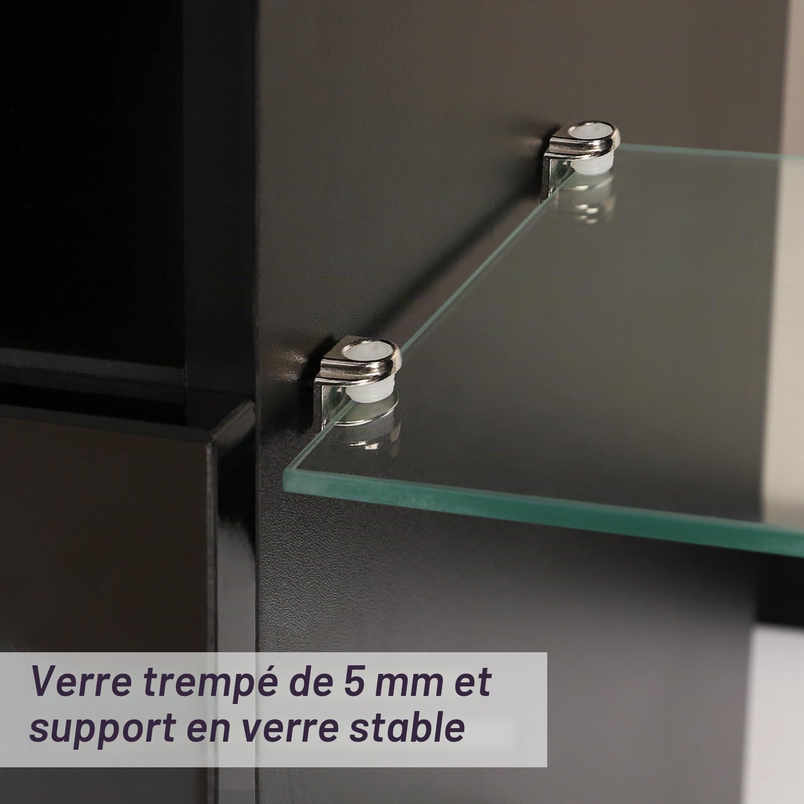 Dripex Meuble TV d'angle avec Lumières LED Brillant Convient pour Salon ou Chambre 100x68x40 cm, Blanc