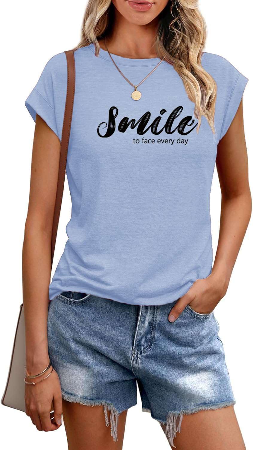 Teesho Damen Tshirt Kurzarm Bedruck Oberteile Sommer Shirts