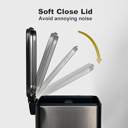 Miniatura 4 de JM YIPENG Cubo de basura negro para baño con tapa, 10 litros2.6 galones, cubo extraíble para baño, dormitorio, oficina en casa