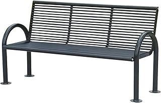 Banco de jardim ao ar livre, banco de pátio de jardim ao ar livre para o seu tempo de lazer, cadeira de parque de ferro forjado, banco de jardim ao ar livre com encosto, banco retrô de 3 lugares à pr