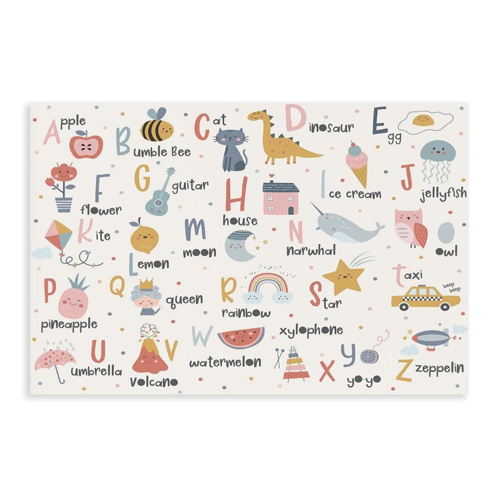 Poster éducatif sur toile pour décoration de chambre d'enfant - Motif alphabet - 61 x 91,4 cm (L x l)