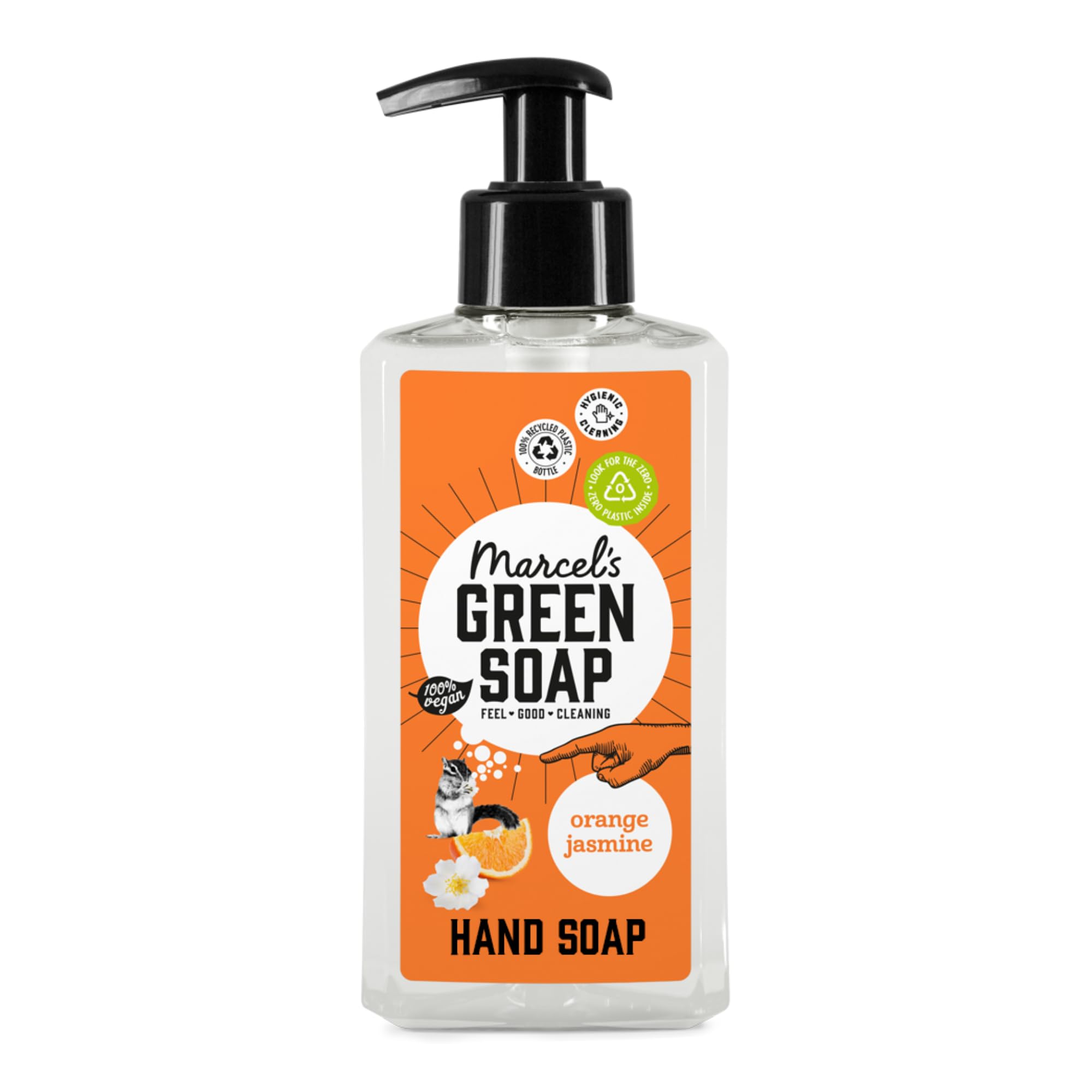 Marcel's Green Soap - Hand Soap Orange & Jasmine - Handwash Dispenser - Eco friendly - Vegan - 97% Biodegradable - 250 ML