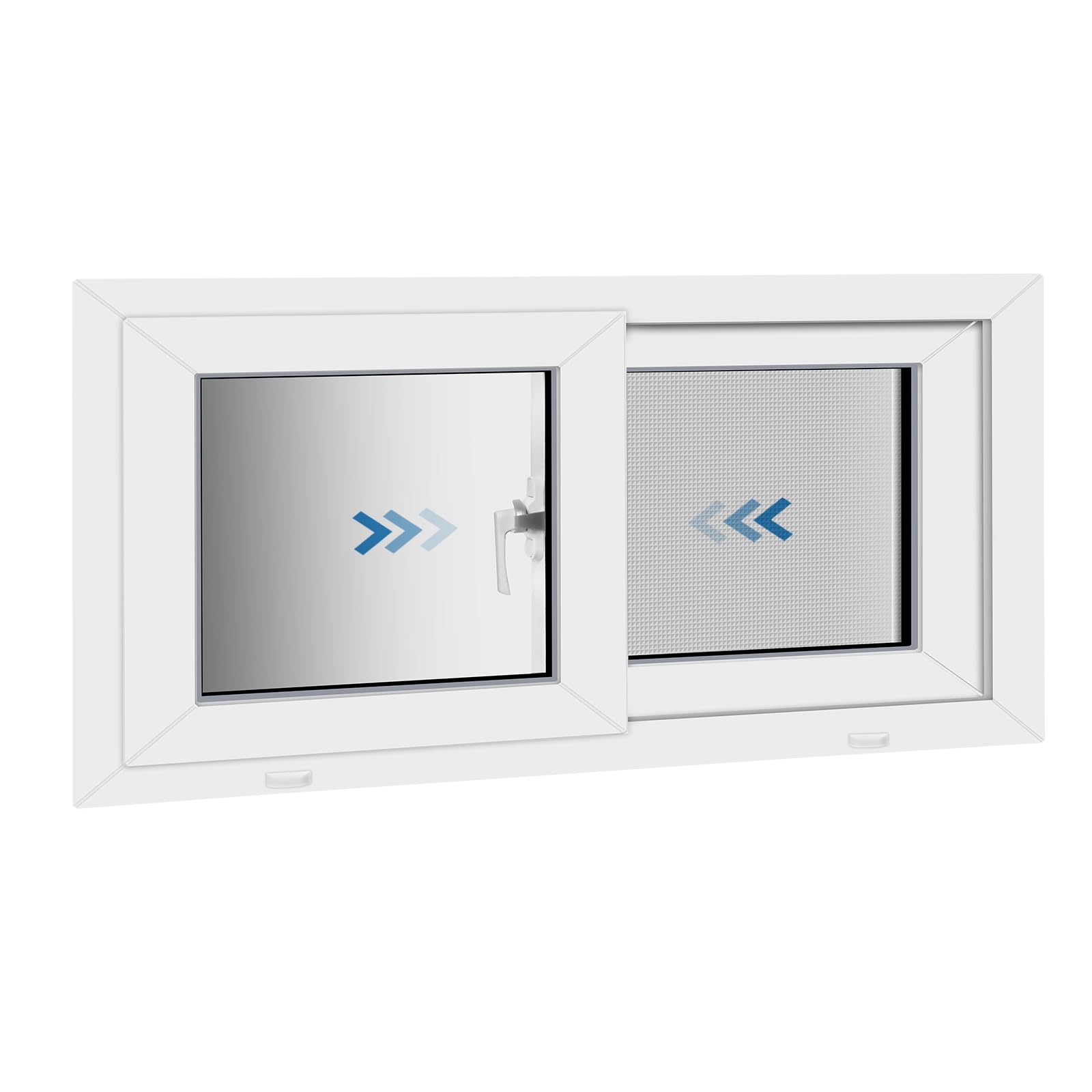 Vinyl Basement Sliding Window 32' x 14' Removable Flange White