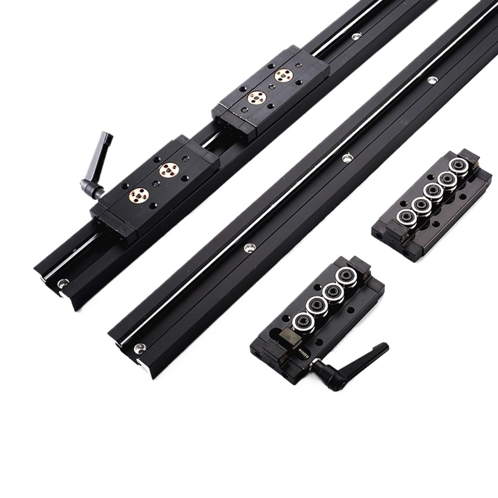 Guide linéaire SGR35 noir 600mm avec double axe intégré et bloc SGB35 coulissant
