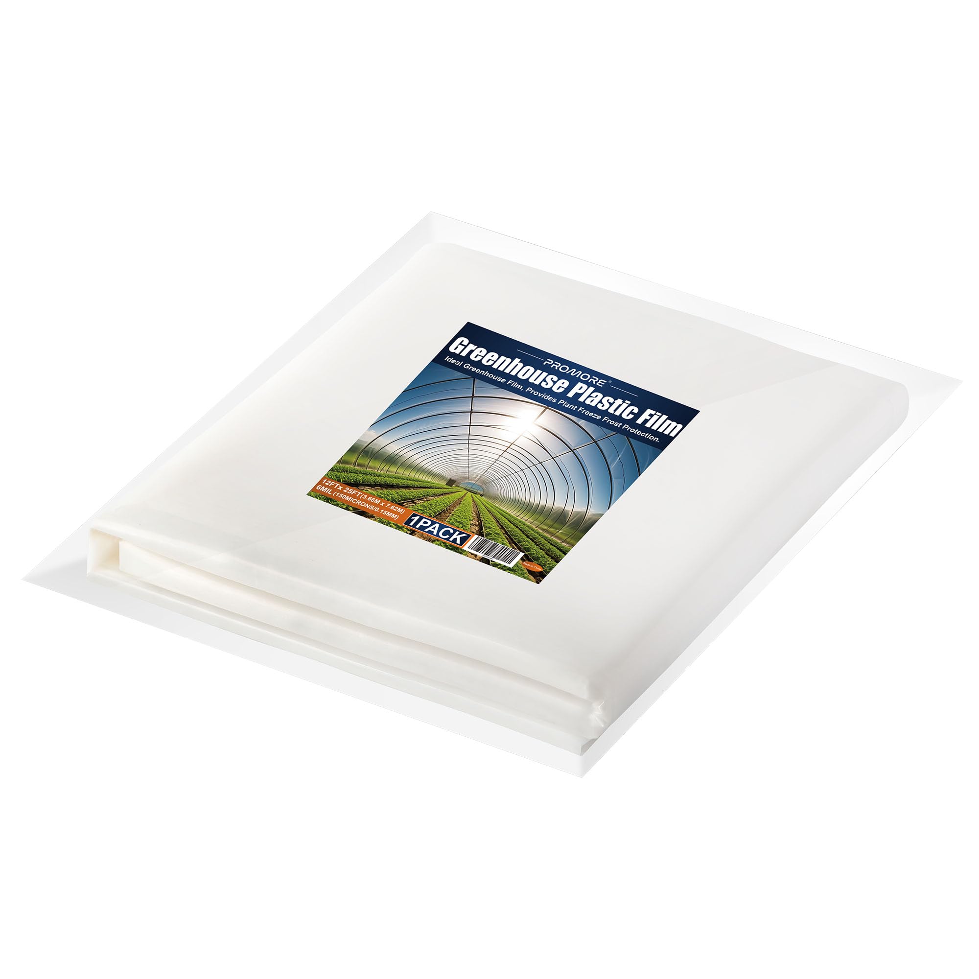 Greenhouse Plastic Film 6Mil, 12' x25' Clear Polyethylene Plastic Sheeting, UV Resistant, Four-Year Lifespan, for Gardening,Farming,Agriculture
