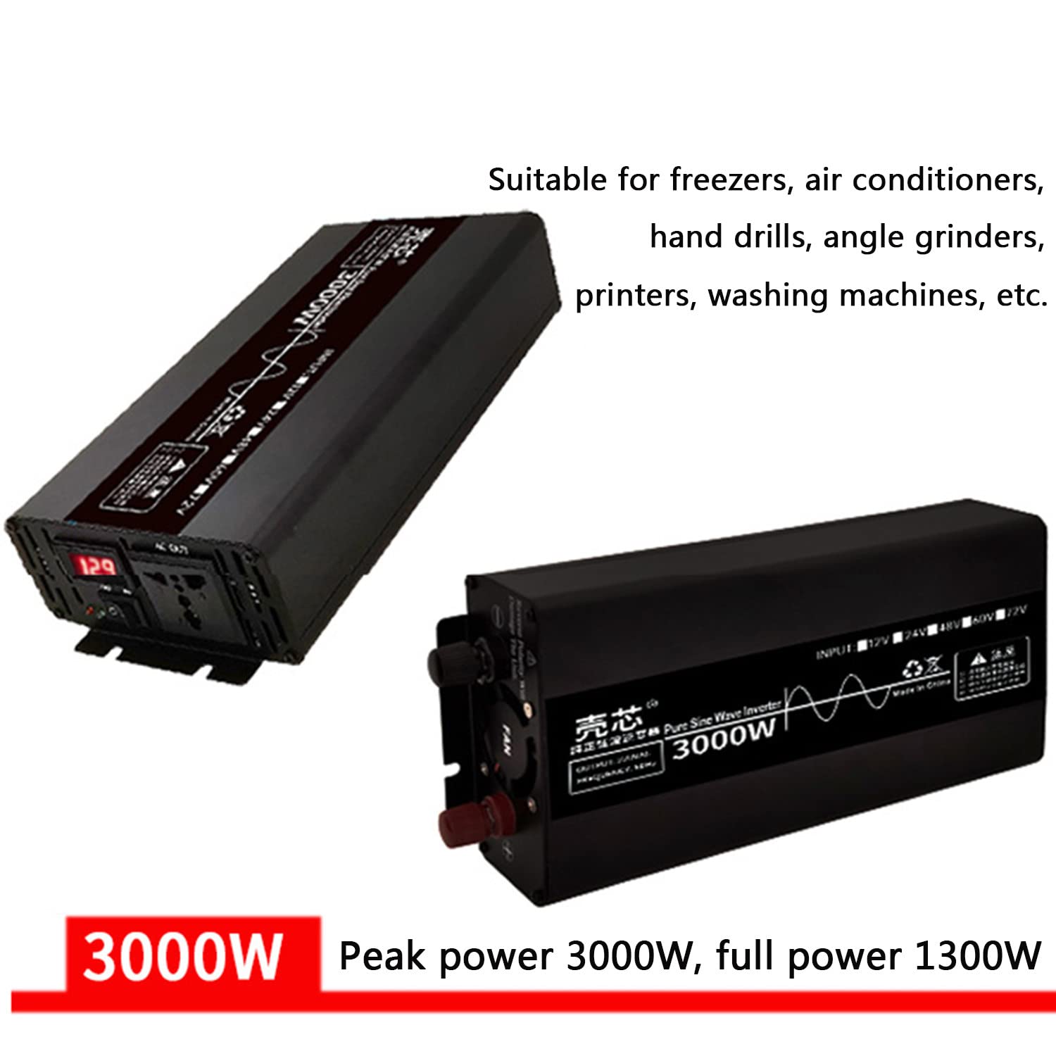 Przetwornica mocy czystej fali sinusoidalnej 3000w Przetwornica napięcia samochodowego DC 12v 24v 48v na AC 110v 230v Falownik samochodowy z przełącznikiem sterowanym i gniazdem AC,24V