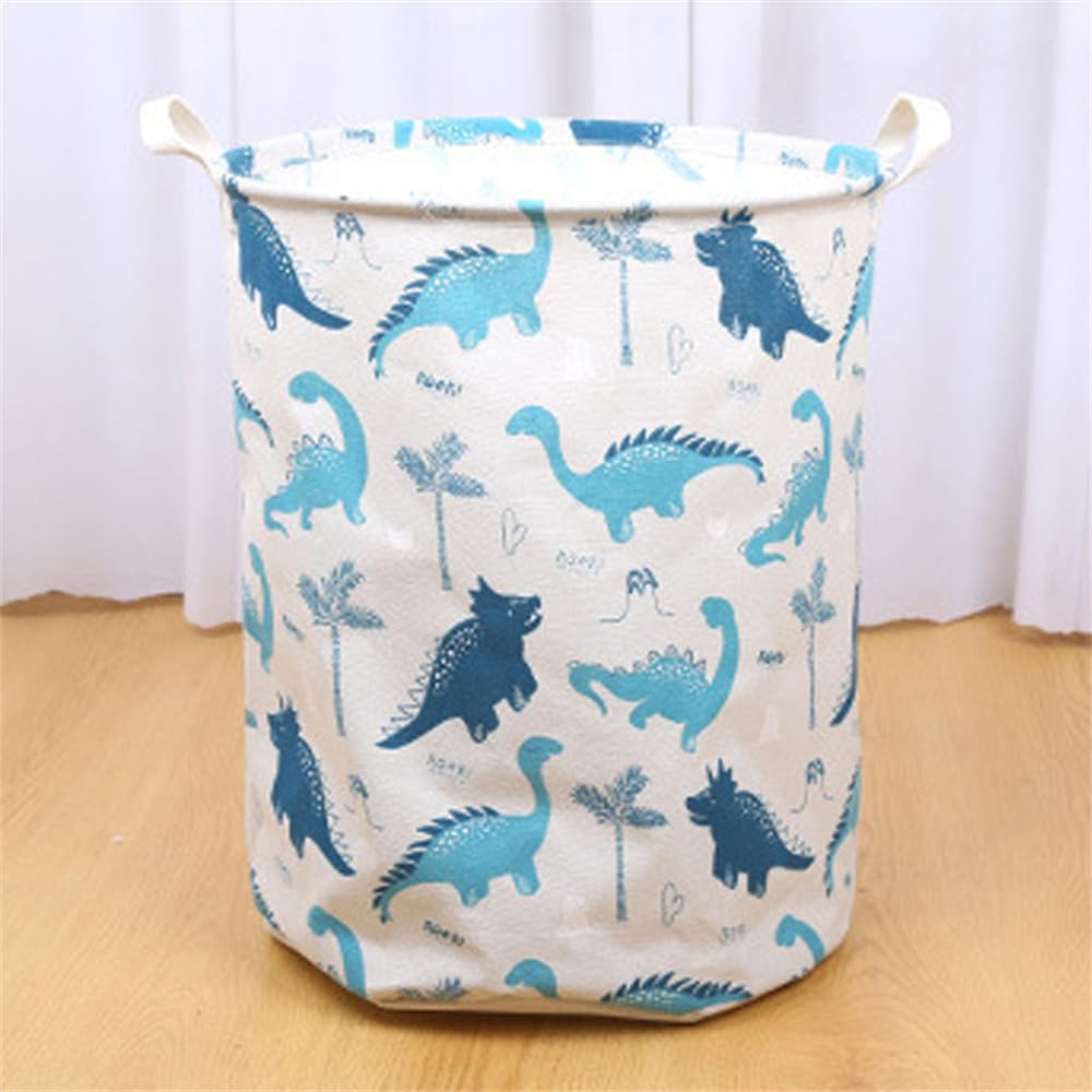 FANSU Foldable Laundry Basket Large Waterproof Cartoon Collapsible Washing Basket with Handles - Dirty Clothes/Toys Storage Basket for Bedroom, Bathroom, University (40x50cm,Dinosaur 3)
