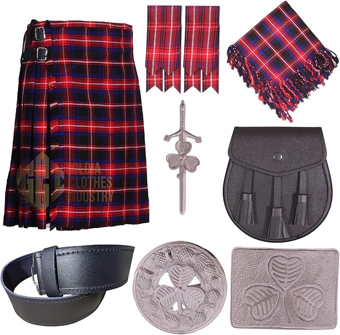 Goldia Clothes Industry Scottish Tartan Kilt Outfit – 8 Yards 16Oz Kilt with Accessories – Custom-Made in Various Tartans (American Legacy)