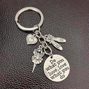 JLZK 1 Stks Doe Wat Je Liefde Charms Ik Hou Van Dans Sleutelhanger Ballerina Sleutelhanger Ballet Geschenken Voor Vrouwen Meisje Dancer