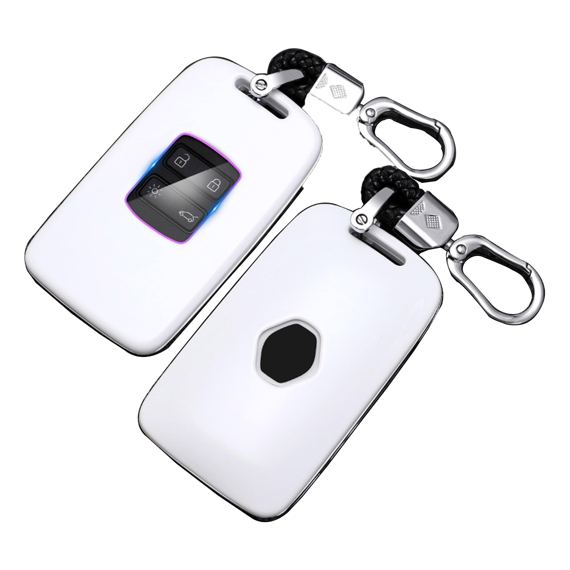 SILUOHAKE Coque de clé Renault en fibre de carbone pour Renault Koleos Kadjar Megane Captur Espace 4 boutons (Noir