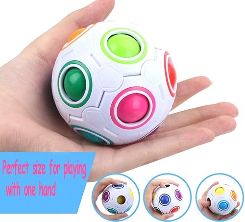 Miniatura 5 de TANCH Bola Mágica de Arco Iris Rompecabezas Cubo Fidget, Bola de Alivio del Estrés, Juegos de Ingenio y Rompecabezas, Juguetes para Niños y Adultos
