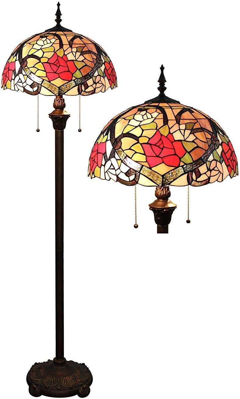IUokLU Floor Lamps for Living Room Vintage Tiffany Style Floor Lamp 16 Inch,Stained Glass European Retro Handmade Lamps for Living Room Reading Room Bedroom Floor Lamps