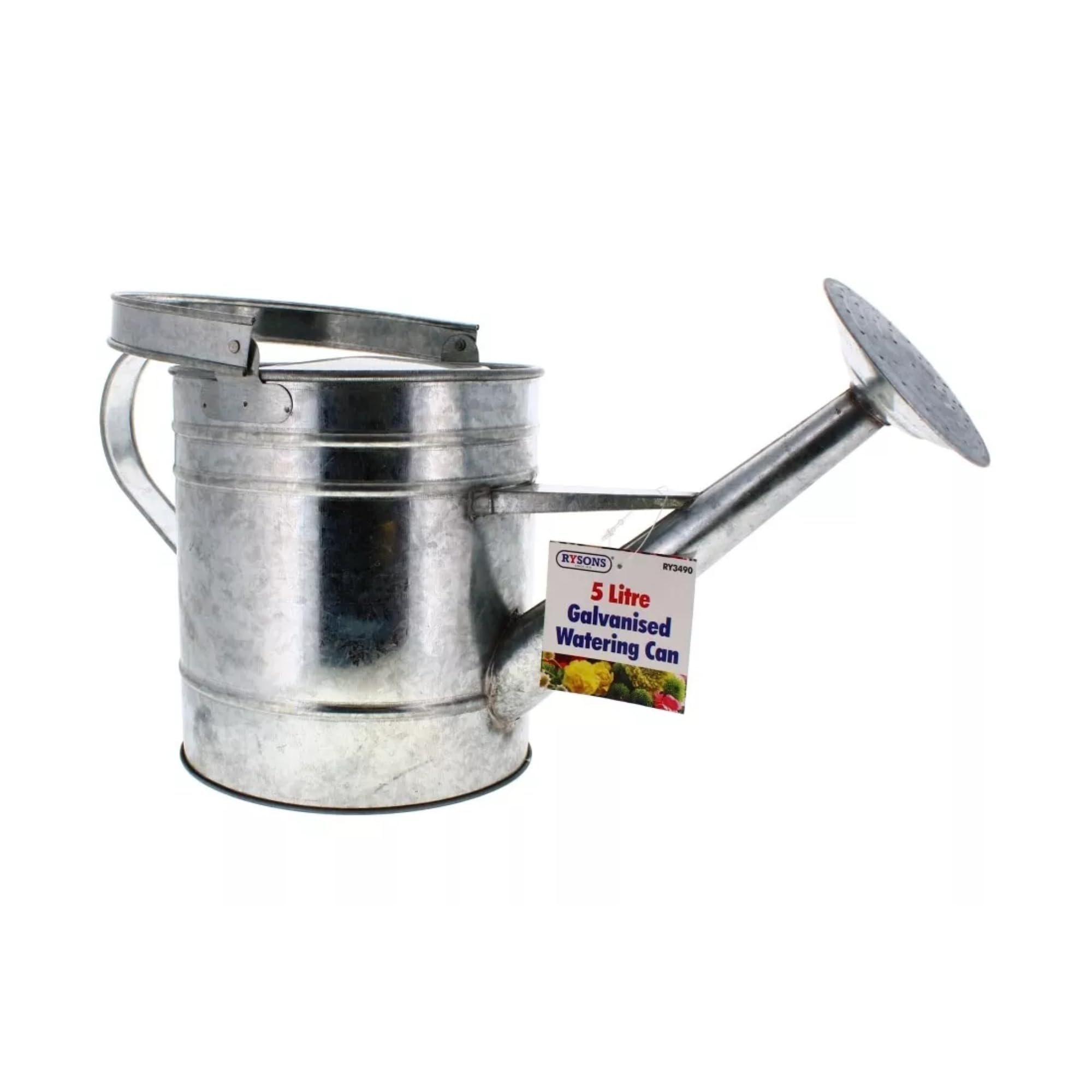 Lettuce Eat® Traditional Vintage Style 5 Litre Galvanised Steel Round Shaped Watering Can with Watering Rose