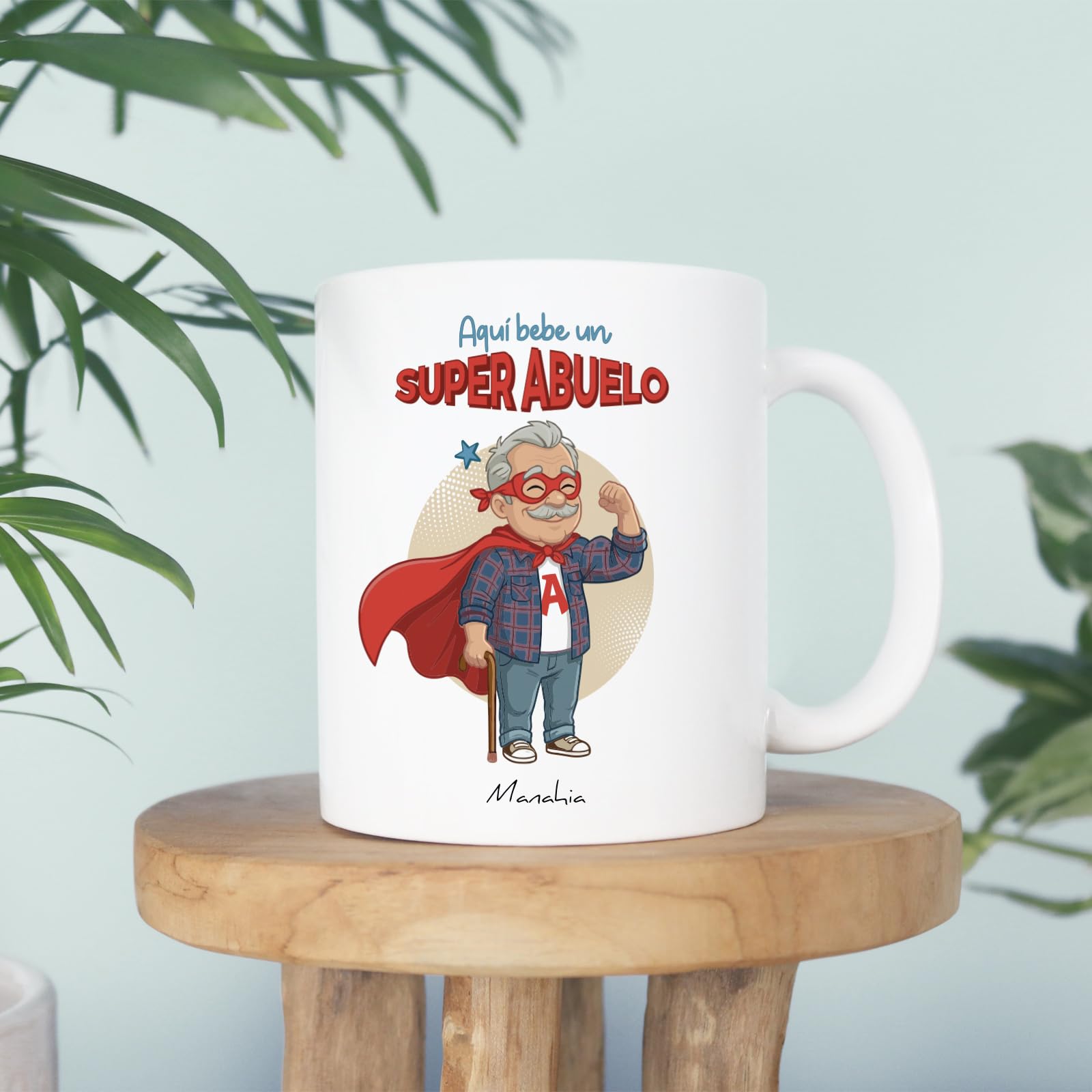 Manahia - Taza Abuelito - Aquí bebe un super abuelo | Regalo Original Nietos, Superabuelo - Idea Sorpresa Día del Padre, Navidad | Caja Regalo Kraft — view 5