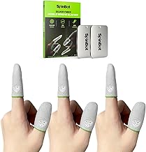 SpinBot Silver Fiber Thumb & Finger Sleeve for Mobile Game (6 Pieces) - PUBG, COD, Free Fire - with Metal Carry Box - Pack of 3 Pair