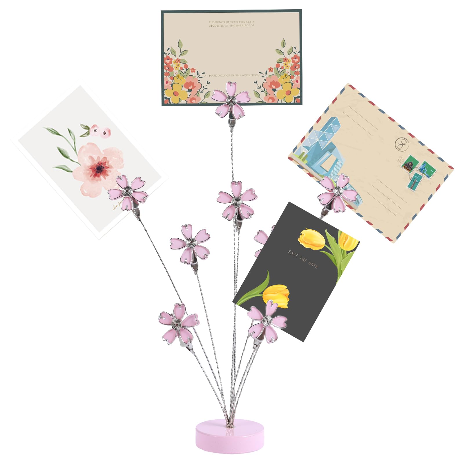 Photo Tree Holder Clip 8 Branch Money Tree Family Tree Gift Card Holder Gift Card Tree Holder with Clips Picture Frame Holder Stand for Memo Paper Note Wedding Photo (Cherry Blossom)