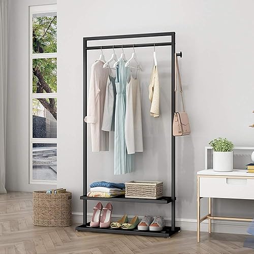 Miniatura 4 de Nordic - Perchero de metal para colgar ropa, tabla de almacenamiento de doble capa, para uso doméstico y minorista (60 × 32 × 63.0in)