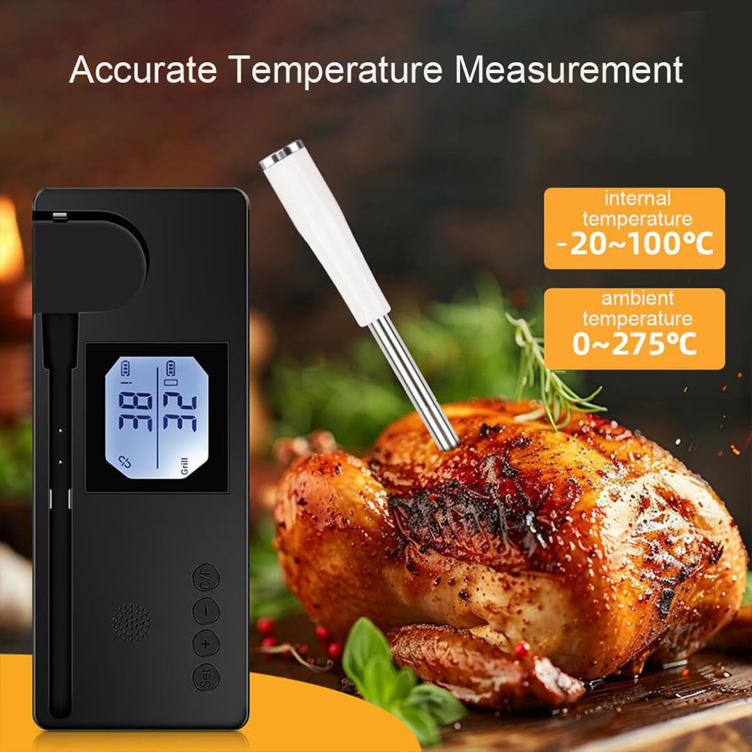 Inteligentny Bezprzewodowy Termometr Mięsa, Cyfrowy Termometr Gotowania Z Natychmiastowym Odczytem, ​​Wyświetlacz Lcd, Alarm Temperatury, Sonda Kontaktu Z Żywnością, Monitorowania Grilla, Piekarnika