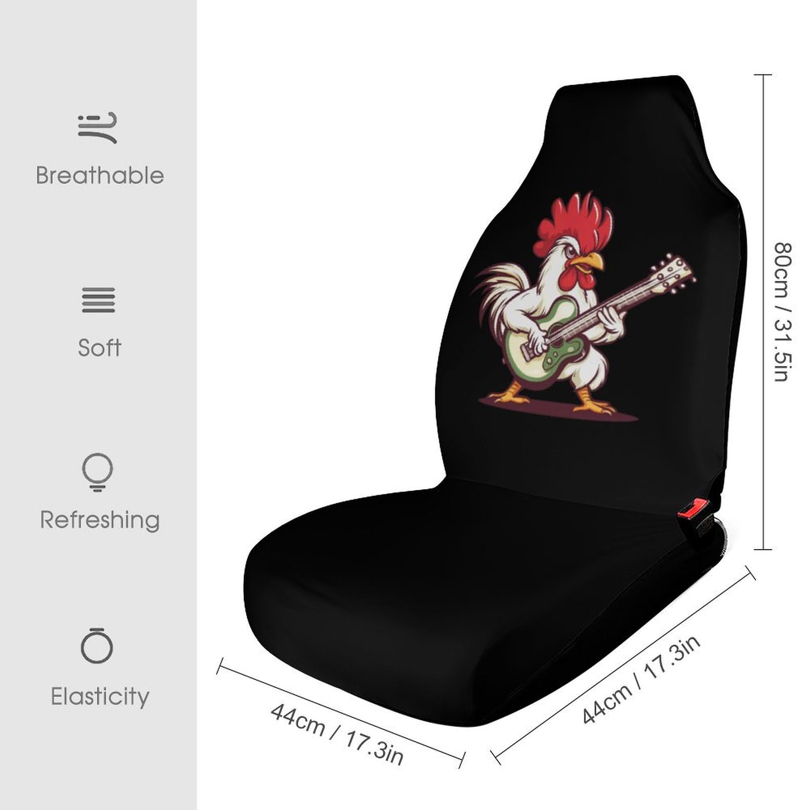Rooster Playing Guitar Car Seat Covers Universal Car Front Seats Protector Auto Interior Accessories 2PCS