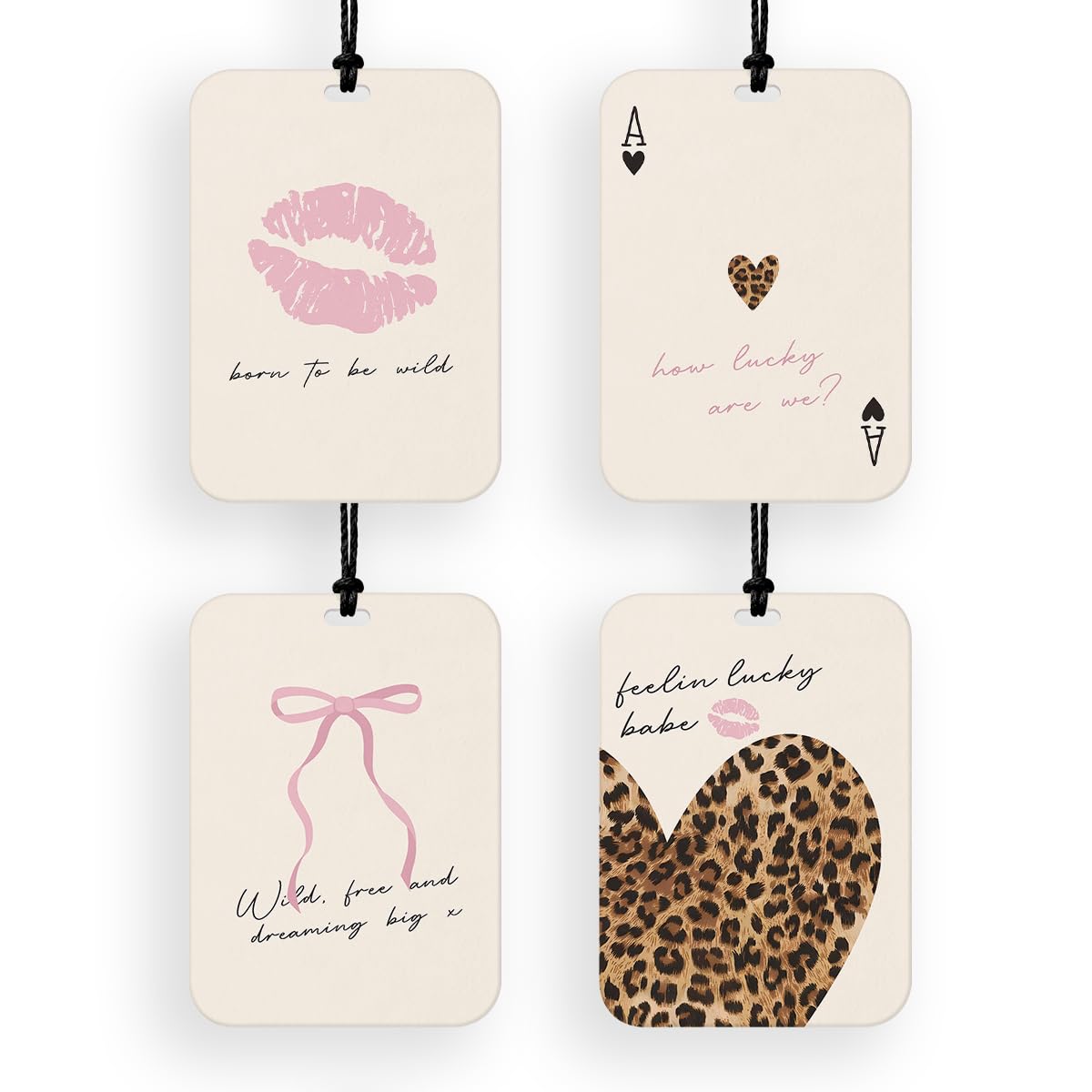 4 Pcs Leopard Car Air Freshener for Mirror Pink Cheetah Print Car Accessories for Women Leopard Air Fresheners Cars Decor for Home Closet Drawer
