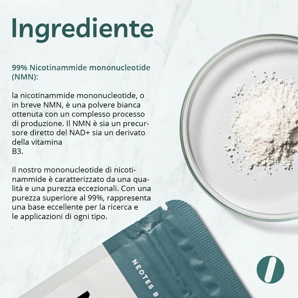 NMNeotes Polvere pura di NMN (Nicotinamide Mononucleotide) >99% senza additivi Materia prima testata in laboratorio Germania per uso di ricerca