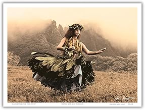 Swaying Skirt - Hawaiian Hula Dancer in Ti Leaf Skirt - Vintage Hand Colored Photograph by Alan Houghton c.1960s - Master Art Print (Unframed) 9in x 12in