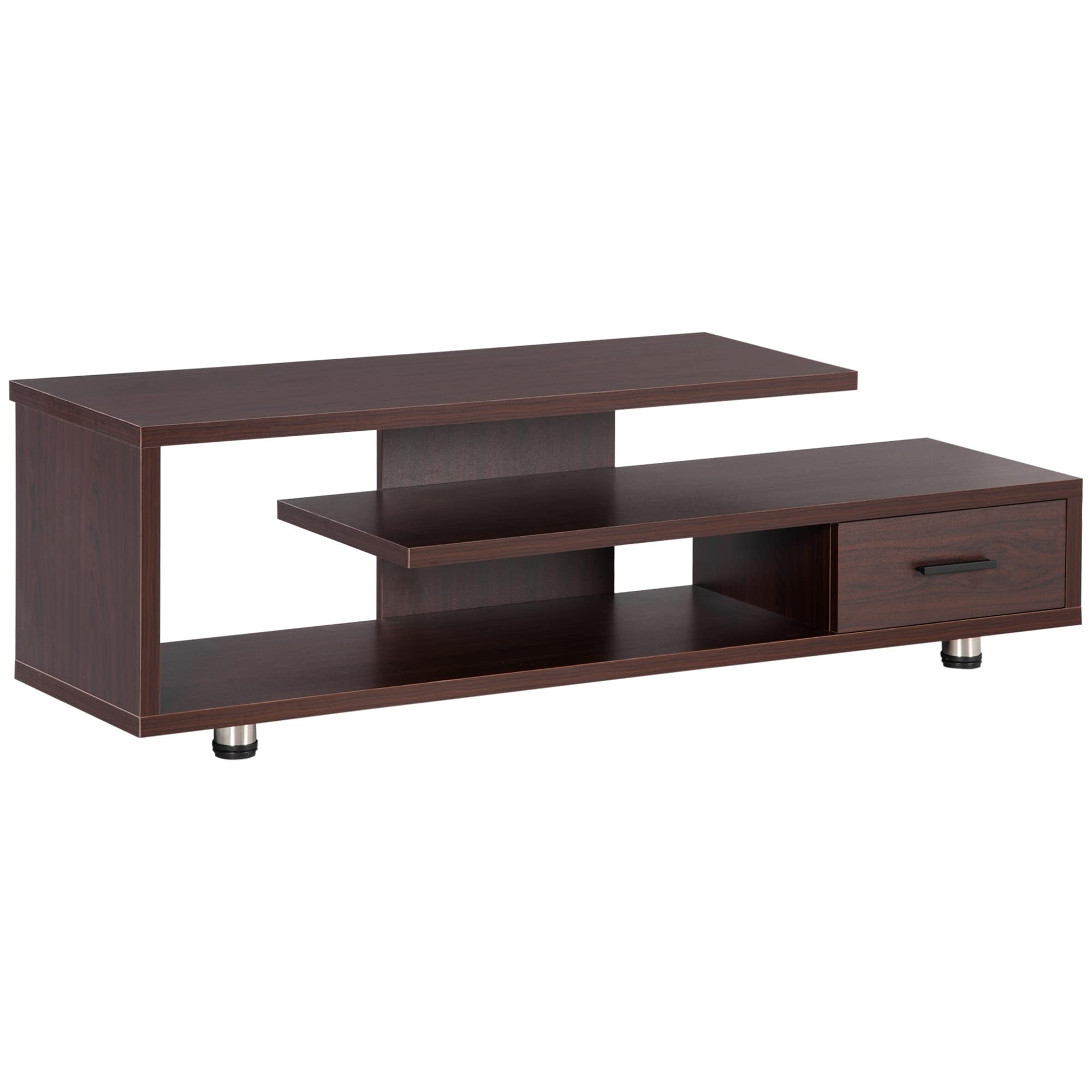 HOMCOM Modern TV Stand in a living room setting with a TV placed on top.